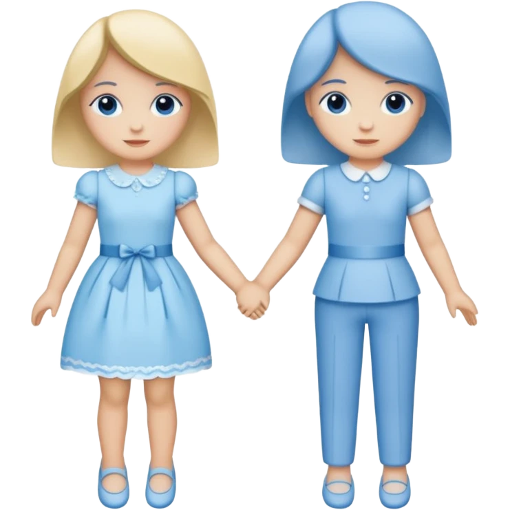 bonequinhos de papel azuis de mãos dadas emoji