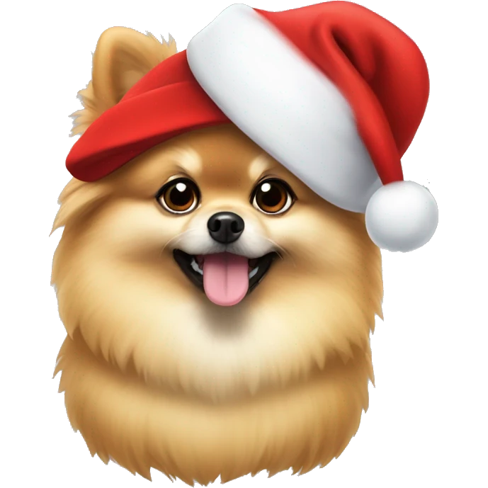 Pomeranian with Santa hat emoji