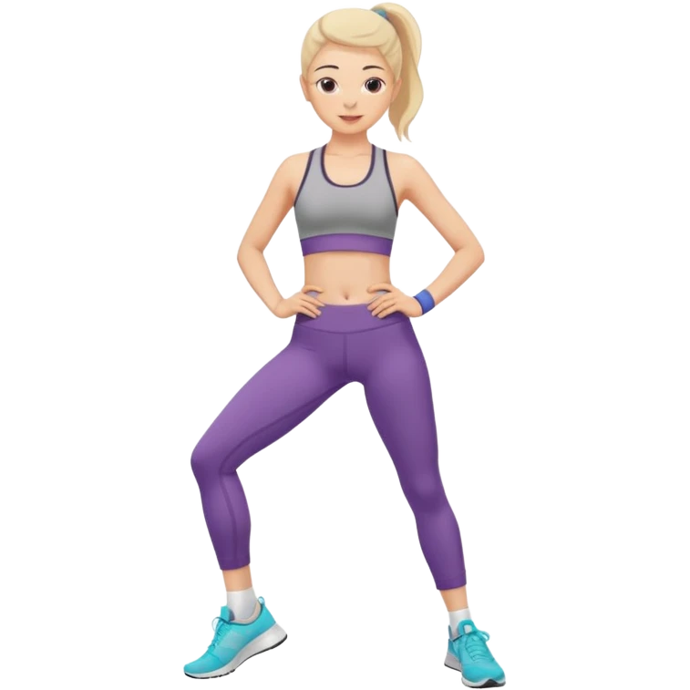 prepubescent flat-chested girl in a sports bra, yoga pants, socks and sneakers emoji