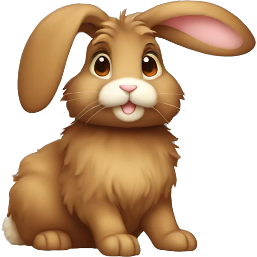 Cute feminine Fluffy brown rabbit, long floppy downwards ears, wearing red tshirt  emoji