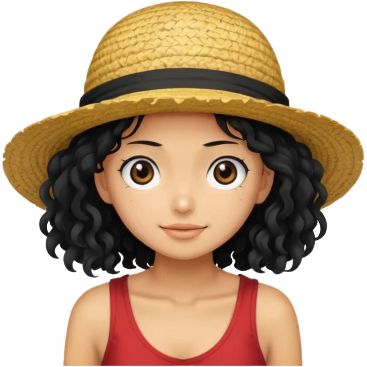 a woman with Luffy hat and have long curly hair emoji