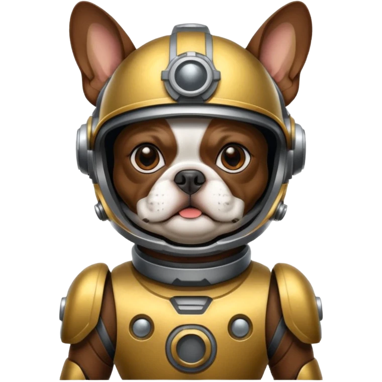 Brown Boston terrier in mecha suit emoji