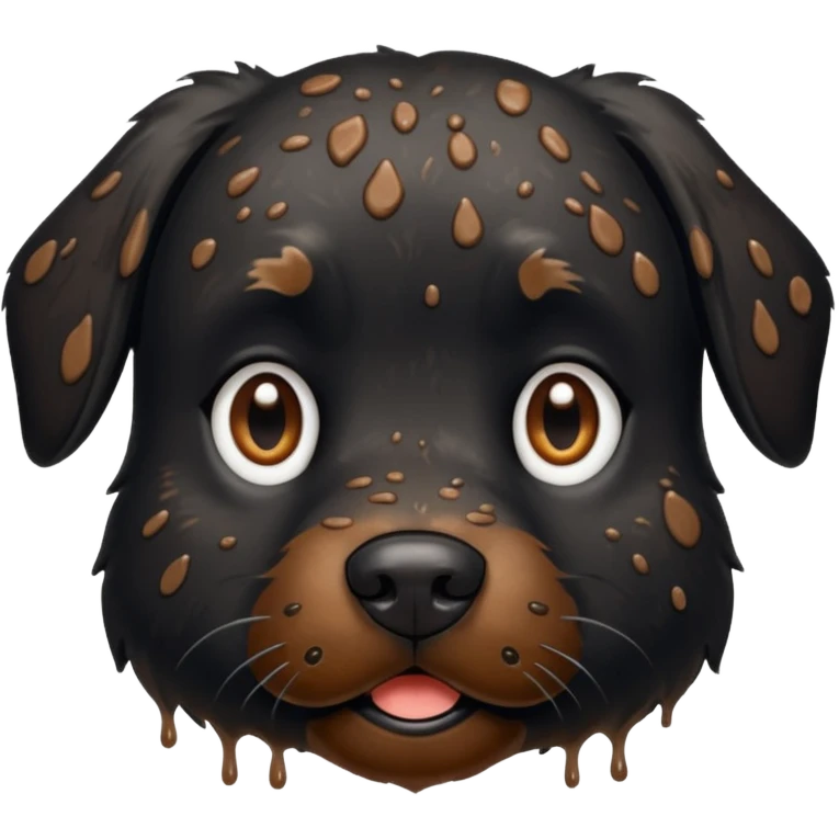 very muddy and dirty black dog face emoji