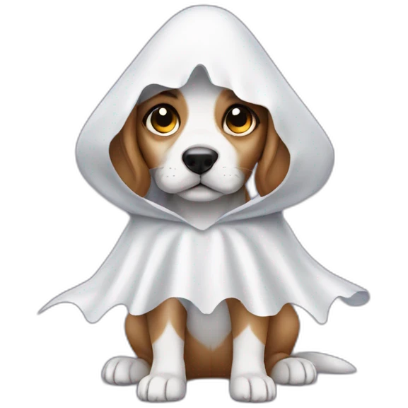 puppy in halloween ghost costume emoji
