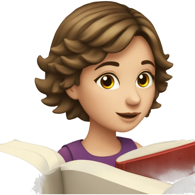 european girl reading book emoji