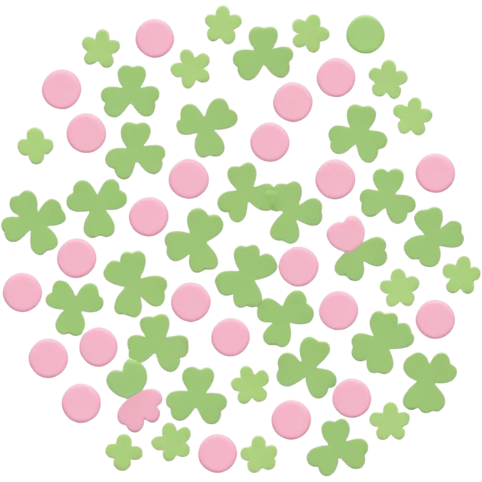 light green and pink confetti floral emoji