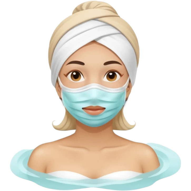Lady with face mask spa beauty full face relaxing emoji