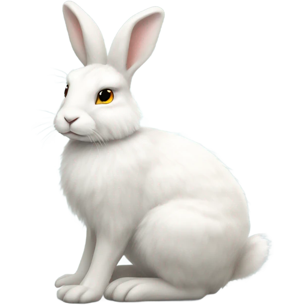 white hare round body sitting down no feet very fluffy side view full body emoji
