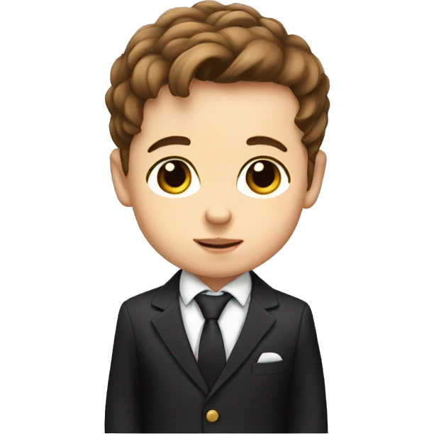 Baby boy in a formal suit with brown hair emoji