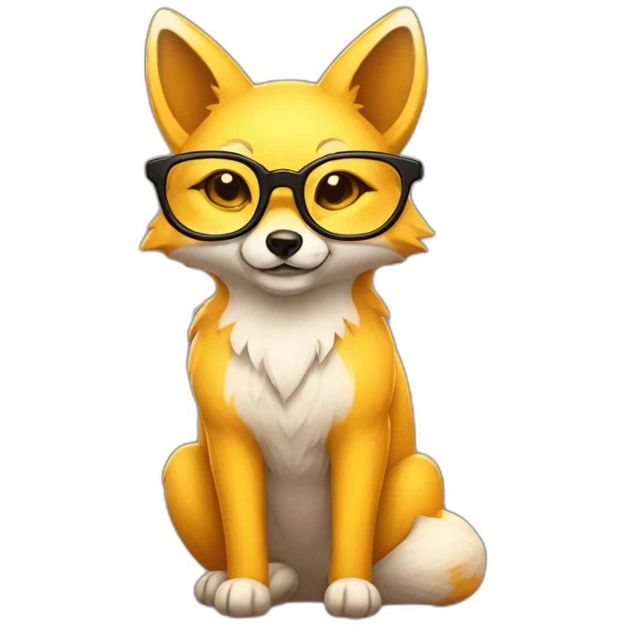 yellow fox with glasses cute emoji