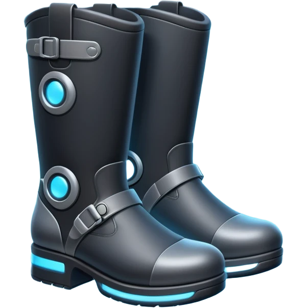 Flat futuristic emoji of sleek jet boots with soft glow thrusters, rounded shapes, minimal shading, white background emoji