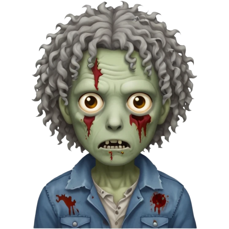 Zumbi de cabelo médio cacheado emoji
