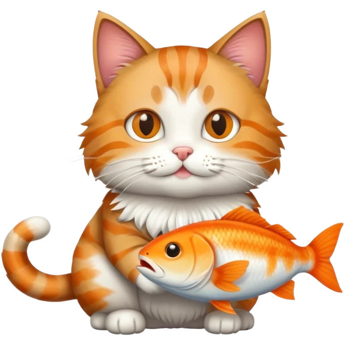 cat full body sitting with a fish in its mouth emoji