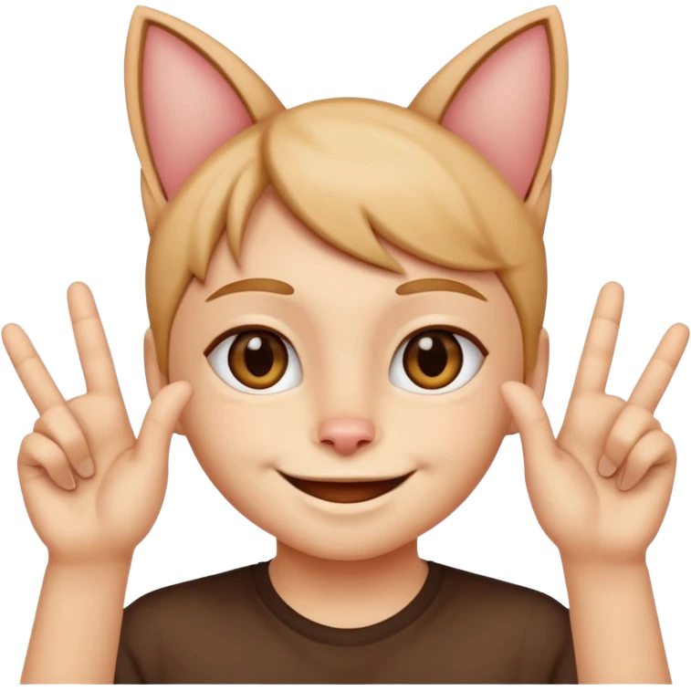 손을 브이모양으로 꺾어서 고양이 귀처럼 만든 포즈를 한 사람 emoji