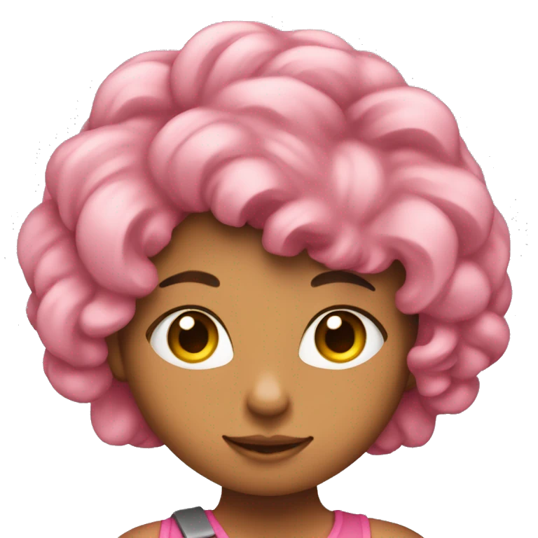 Ragazza con capelli rosa che tiene in braccio un gatto nero  emoji