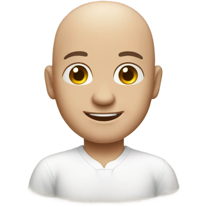 smiling bald man in white shirt  with a big butt emoji