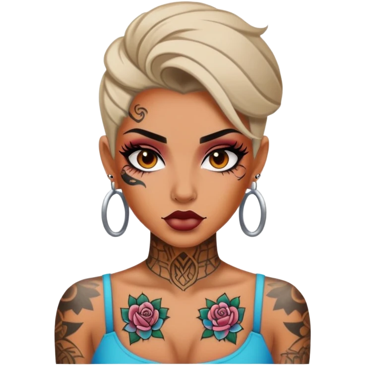 pretty tattooed baddie with makeup emoji