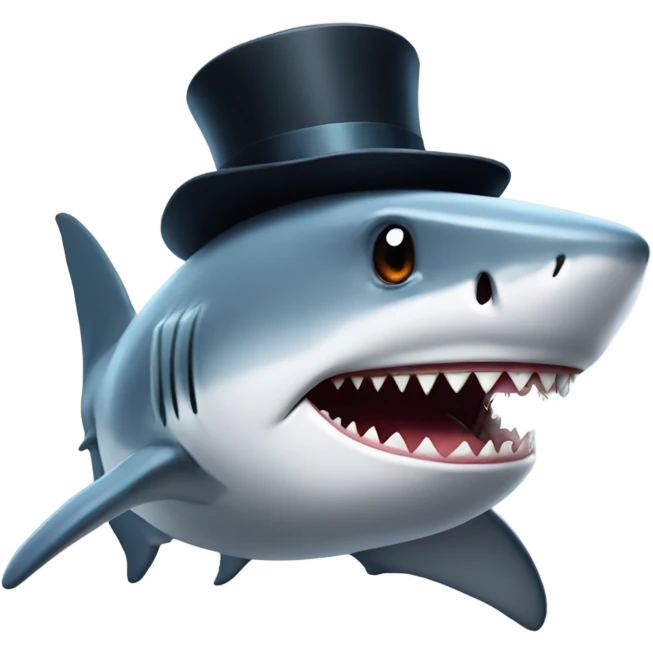 Shark with a top hat emoji