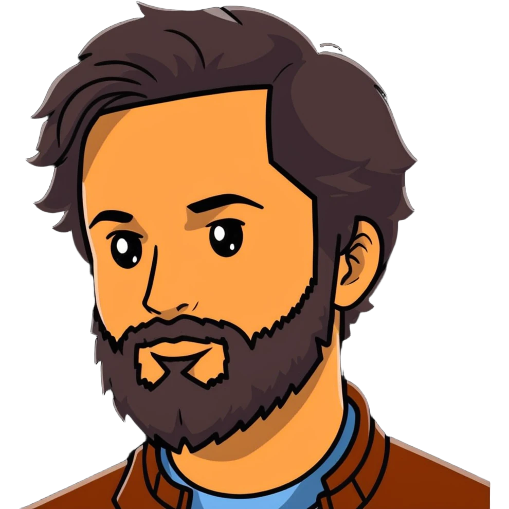 man face with beard, medium skin tone, and dark wavy hair emoji