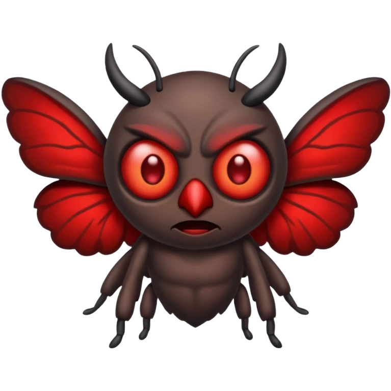 Create a scary emoji of the mothman with bright red eyes emoji