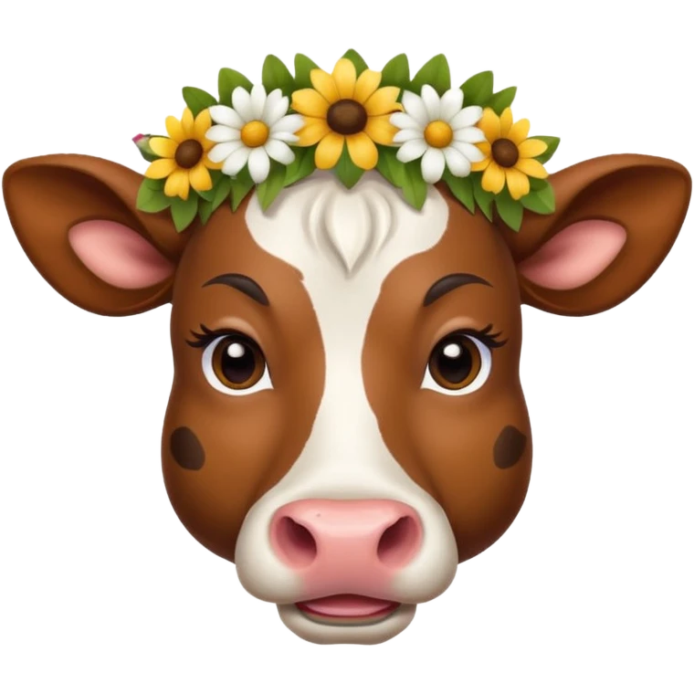slim cow face with flower crown emoji