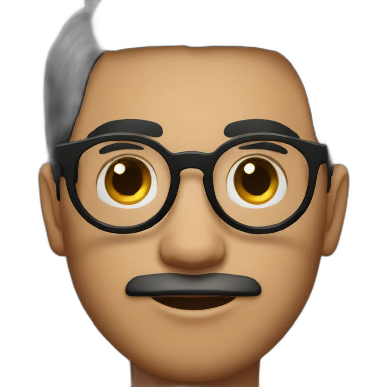 indian guy with round glasses with fair skin with straight hair with round fully circular glasses black eyes black hair emoji