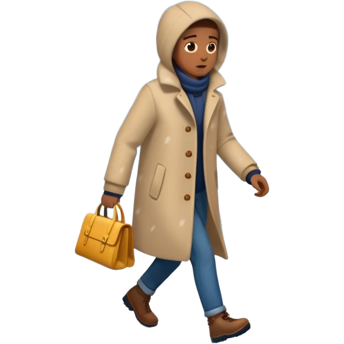 بارش برف زیاد که یک نفر در زیر آن در حال قدم زدن است emoji