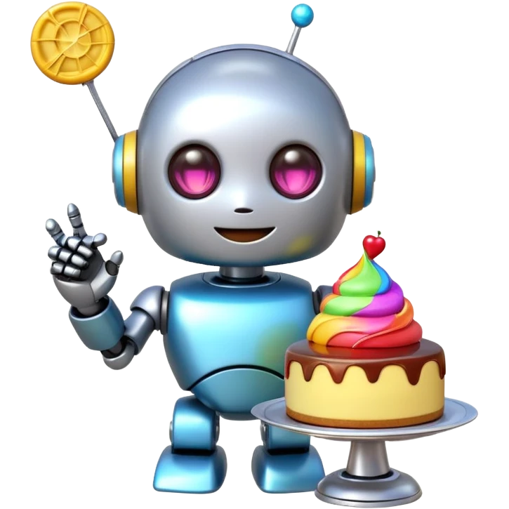 The cute robot and dessert, 3d emoji emoji