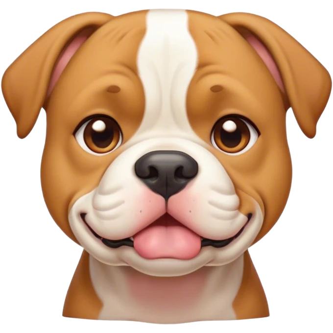 Cinematic Cute Solid Tan American Bulldog Portrait Emoji, Head tilted playfully and inquisitively, smooth tan fur with a healthy sheen, round, sparkling brown eyes filled with curiosity, Simplified yet irresistibly adorable features, highly detailed, glowing with a warm, friendly glow, high shine, affectionate and lively, stylized with a touch of whimsy, bright and endearing, soft glowing outline, capturing the essence of a mischievous yet loving pup, so playful it feels like it could bound out of the screen and into your arms! emoji