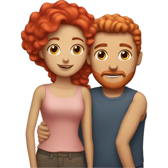 Red haired white couple in love emoji