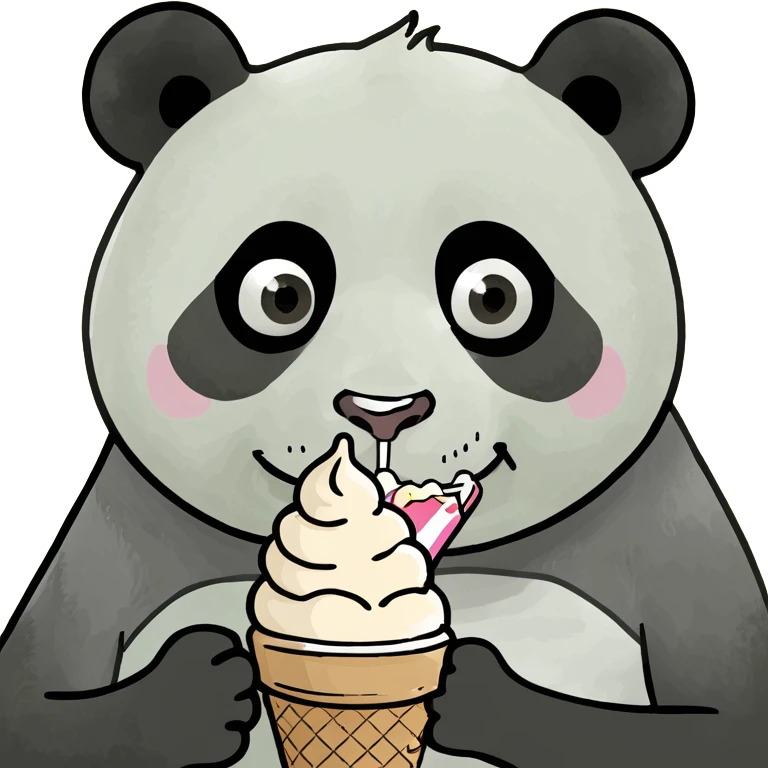 Panda eating ice cream emoji