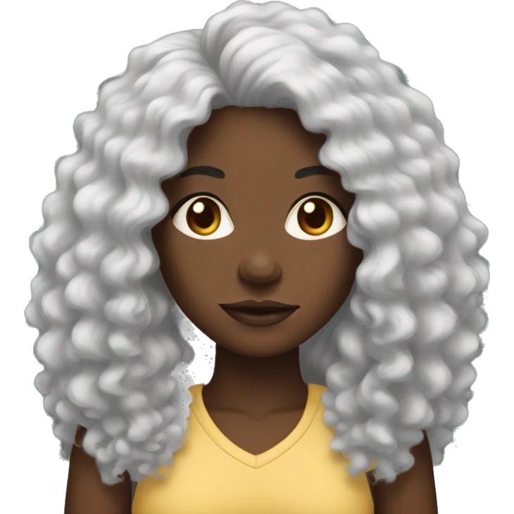 Black girl with long fluffy hair  emoji