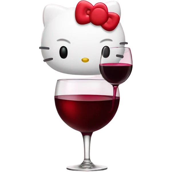 Hello Kitty drinking red wine emoji