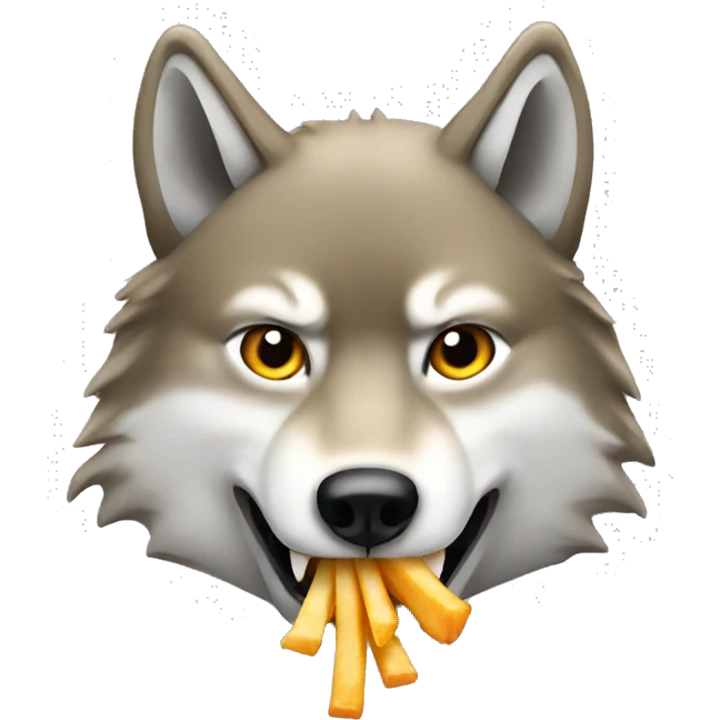wolf and fish eating french fries emoji