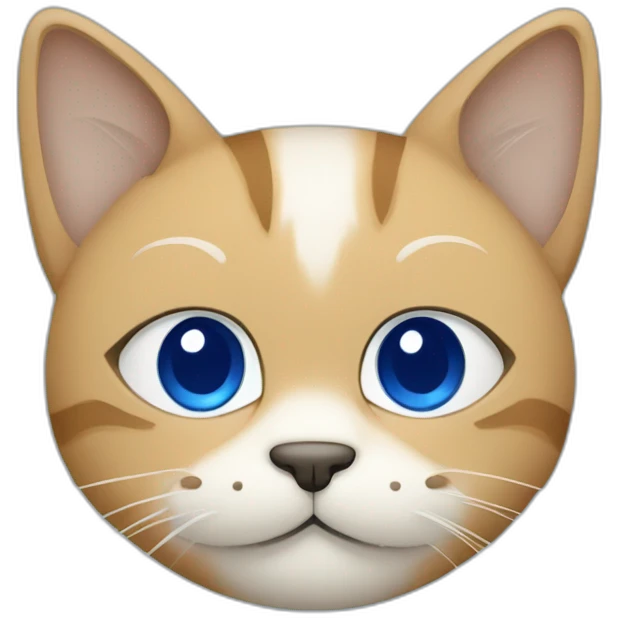 Blue simplistic sketch of a cute cat face emoji