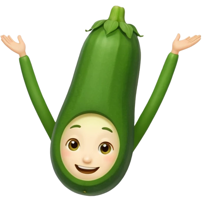 zucchini with a face doing an upside down cartwheel emoji
