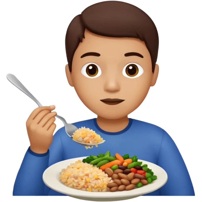 Create a person having lunch. Not a sandwich. Rice, beans, vegetables and chicken. emoji