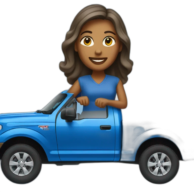 Woman driving Blue ford f150 emoji