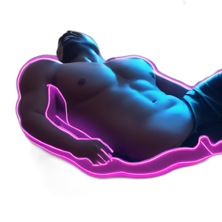 Juicy booty neon sign style man emoji