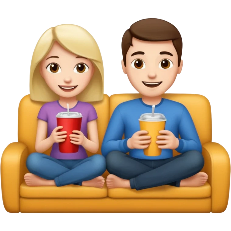 A couple sitting on a sofa watching a movie emoji