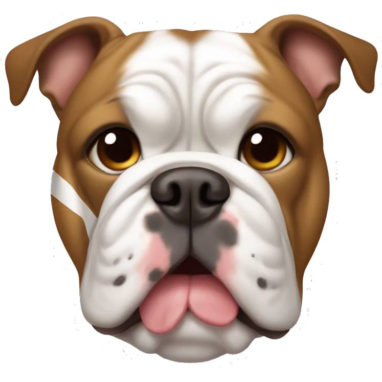 Female bulldog with brown coat with a vertical white stripe emoji