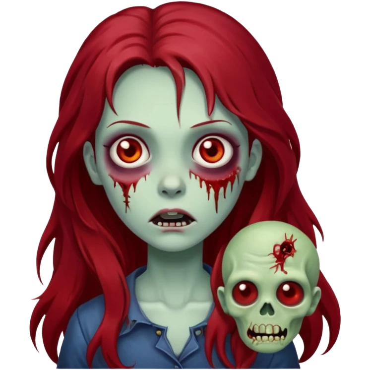 menina zumbi de cabelo vermelho escuro e longo emoji