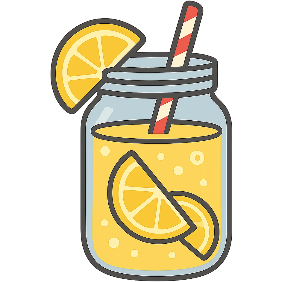 flat toon mason jar lemonade emoji