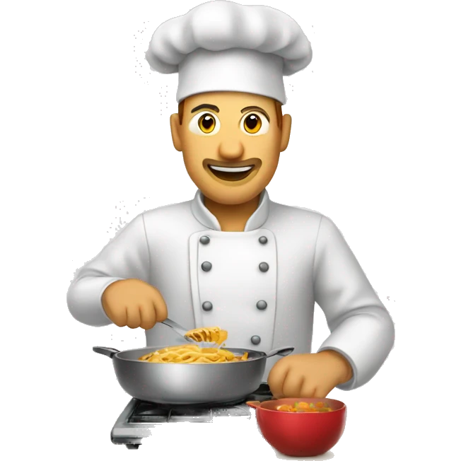 Homme qui cuisine en écoutant la radio emoji