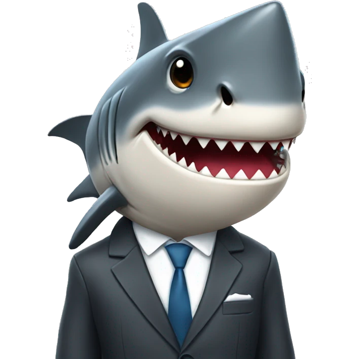 Shark wearing a suit and tie emoji