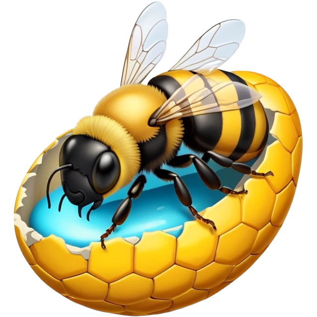 Easter egg with a bee hatching out of it emoji