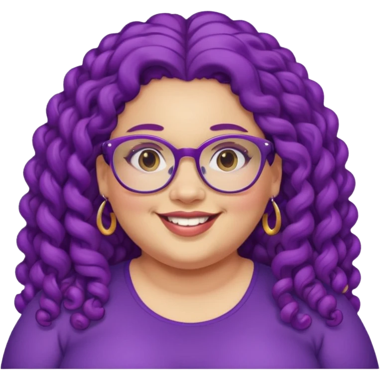  glassess and purple curly long haired fat girl earrings beautiful emoji