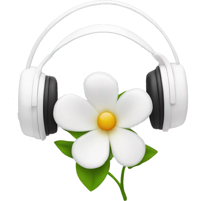 Flower white headphones on emoji