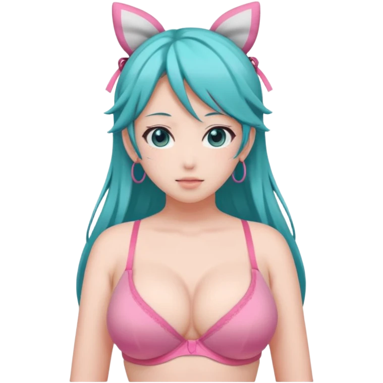 Miku big boobs pink bra emoji