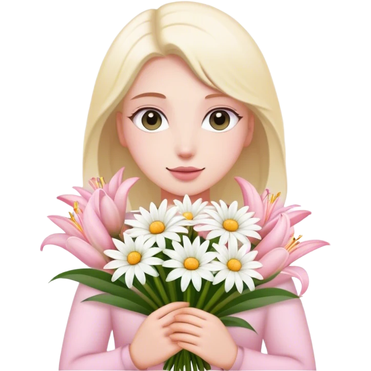 Weiße Gänseblümchen und rosa Lilien emoji